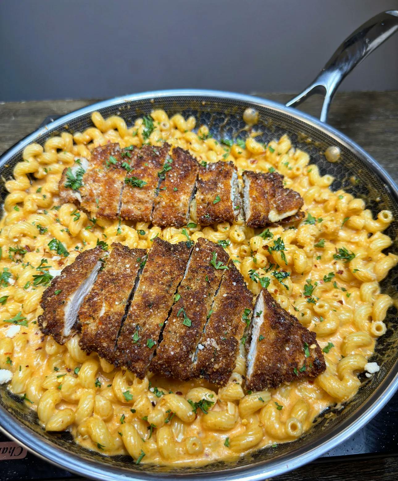 Picture of Parmesan Crusted Spicy Vodka Pasta
