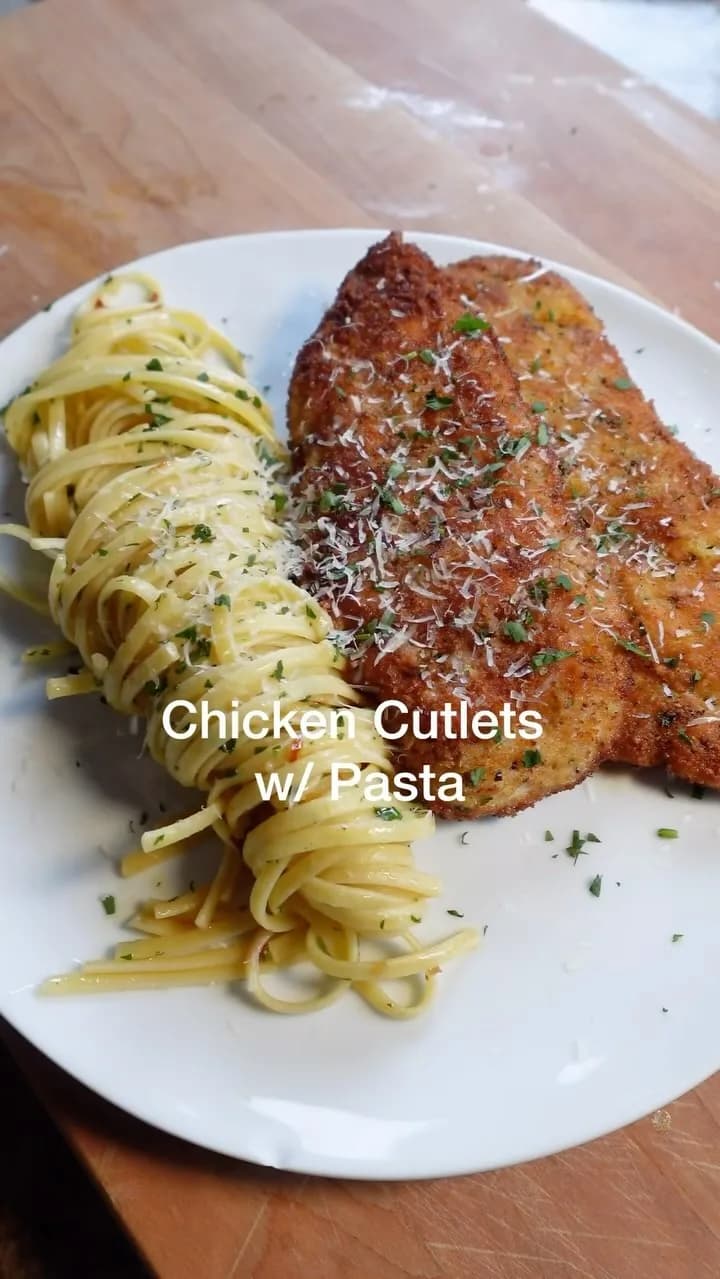 Picture for Chicken Cutlets with Pasta Aglio e Olio